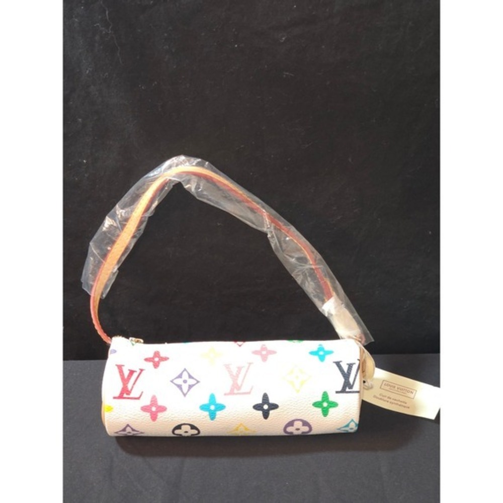 Louis Vuitton Mini Papillon Pochette Cylinder Bag White Leather Wristlet NEW! - Picture 3 of 6